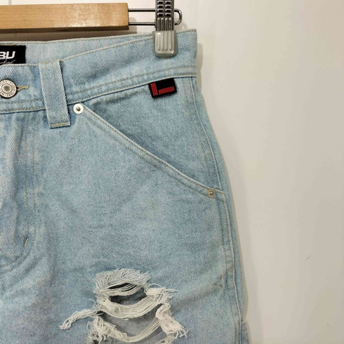 フブ FUBU ダメージ加工ダブルニーバギーショートパンツ レディース