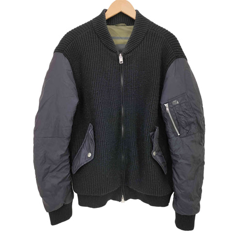 ディーゼル DIESEL Nylon Knit Combination Jacket ナイロン 切替 畦編み ウール ニット ジャケット メンズ import:XL