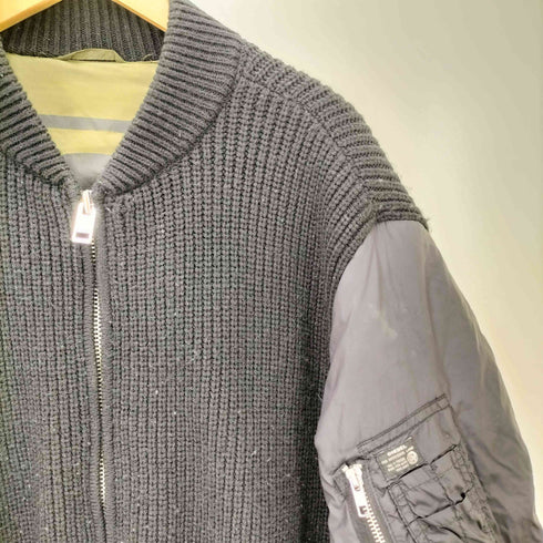 ディーゼル DIESEL Nylon Knit Combination Jacket ナイロン 切替 畦編み ウール ニット ジャケット メンズ import:XL