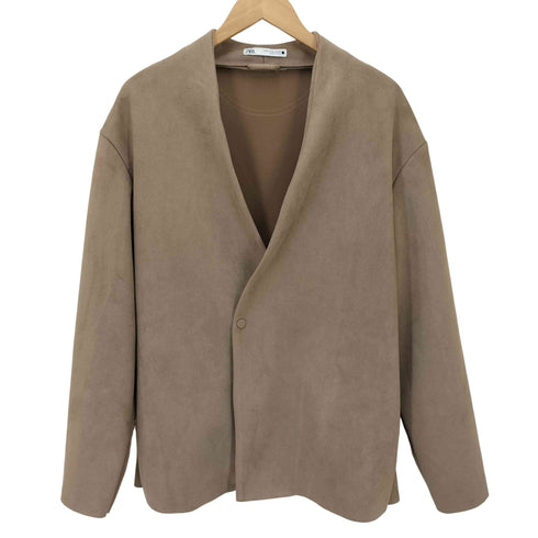 ザラ ZARA Fake Suede Jacket フェイク スウェード ノーカラー ジャケット メンズ import:M