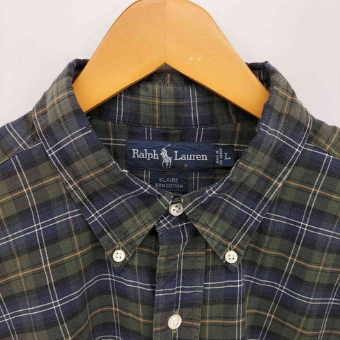 ラルフローレン RALPH LAUREN 90s BLAIRE ポニー刺繍 ボタンダウン チェックシャツ メンズ import:L