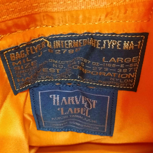 HARVEST LABEL FLYER'S TYPE MA-1 フライヤーズ 山口タグ ナイロンバッグパック エマージェンシー・オレンジ 山口幸一 メンズ