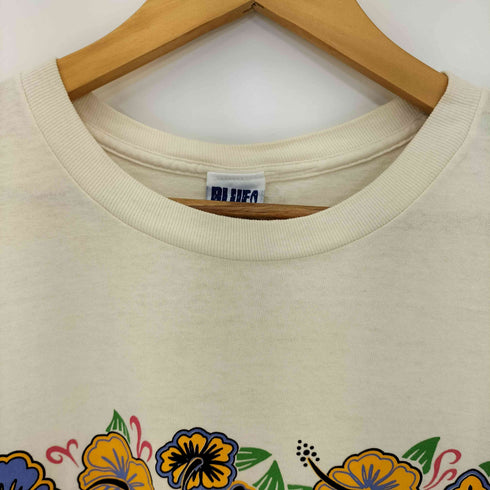 BLUEWAVE 90-00S USA製 santa monica ハイビスカスプリント S/S クルーネック Tシャツ メンズ import:M