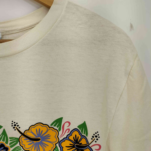 BLUEWAVE 90-00S USA製 santa monica ハイビスカスプリント S/S クルーネック Tシャツ メンズ import:M