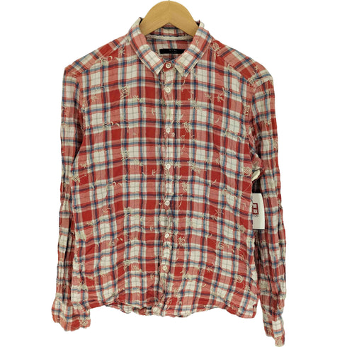 キャシージェーン Cathy Jane 総柄 刺繍 シワ マドラスチェック L/S シャツ メンズ JPN:2