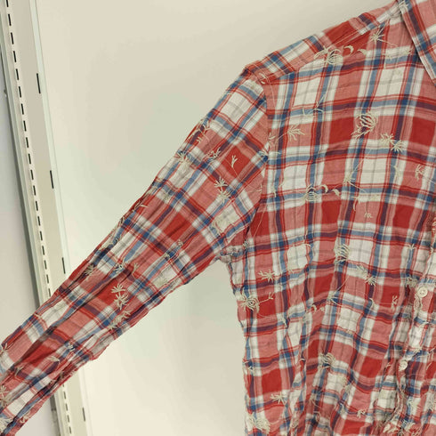 キャシージェーン Cathy Jane 総柄 刺繍 シワ マドラスチェック L/S シャツ メンズ JPN:2