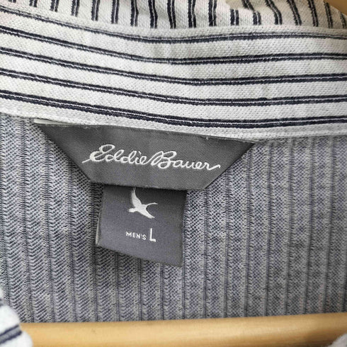 エディーバウアー Eddie Bauer シアサッカー ストライプ ボタンダウン 半袖ポロシャツ メンズ JPN:L