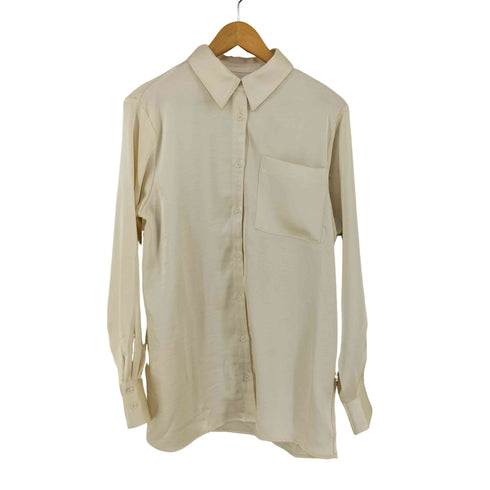 L/S サテン地シャツ 光沢 シャイニング レディース