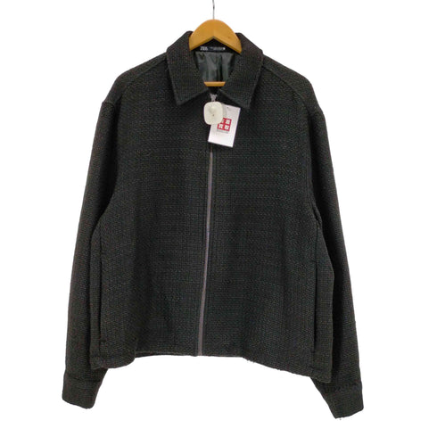 ザラ ZARA ジッパー付きテクスチャードシャツジャケット メンズ import:L