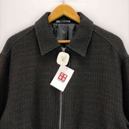 ザラ ZARA ジッパー付きテクスチャードシャツジャケット メンズ import:L