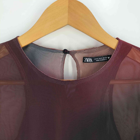 ザラ ZARA グラデーション メッシュ ロングスリーブTシャツ レディース import:S