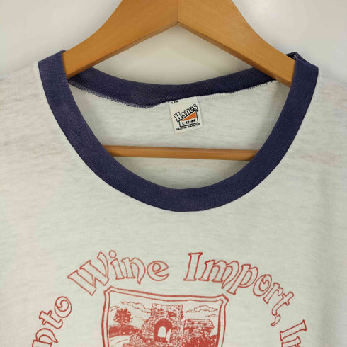 ヘインズ Hanes 70s 裾シングルステッチ フロントプリント リンガーTシャツ メンズ import:L