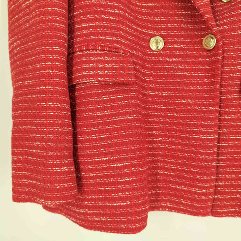 ザラ ZARA 金ボタン ダブルブレスト ツイード テーラードジャケット レディース import:S