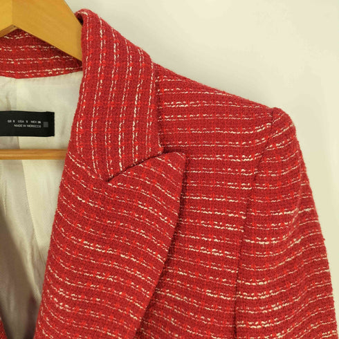 ザラ ZARA 金ボタン ダブルブレスト ツイード テーラードジャケット レディース import:S