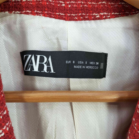ザラ ZARA 金ボタン ダブルブレスト ツイード テーラードジャケット レディース import:S
