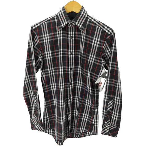 バーバリーブラックレーベル BURBERRY BLACK LABEL ワンポイントロゴ刺繍 L/S チェックシャツ メンズ JPN:1