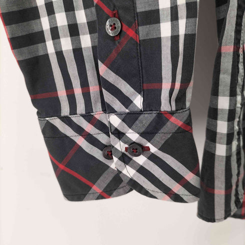 バーバリーブラックレーベル BURBERRY BLACK LABEL ワンポイントロゴ刺繍 L/S チェックシャツ メンズ JPN:1