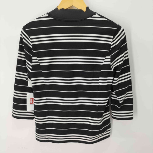 バーバリーロンドン BURBERRY LONDON ワンポイントロゴ刺繍 七分丈ボーダーTシャツ レディース US:4