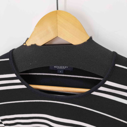 バーバリーロンドン BURBERRY LONDON ワンポイントロゴ刺繍 七分丈ボーダーTシャツ レディース US:4