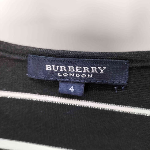 バーバリーロンドン BURBERRY LONDON ワンポイントロゴ刺繍 七分丈ボーダーTシャツ レディース US:4