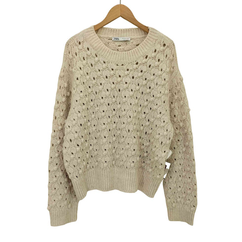 ザラ ZARA ポップコーン ローゲージ プルオーバー クルーネック ニット レディース import:L