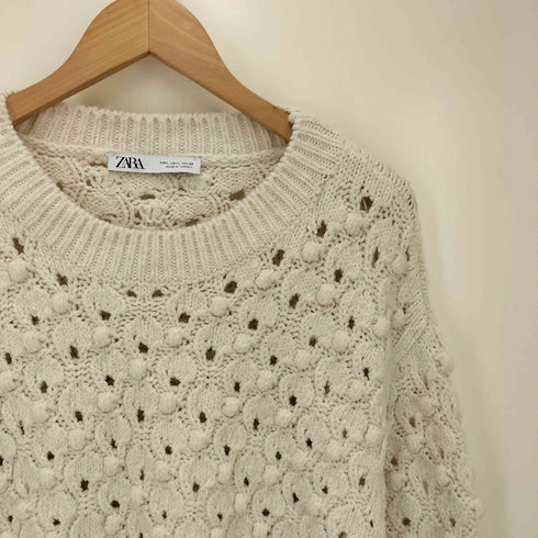 ザラ ZARA ポップコーン ローゲージ プルオーバー クルーネック ニット レディース import:L