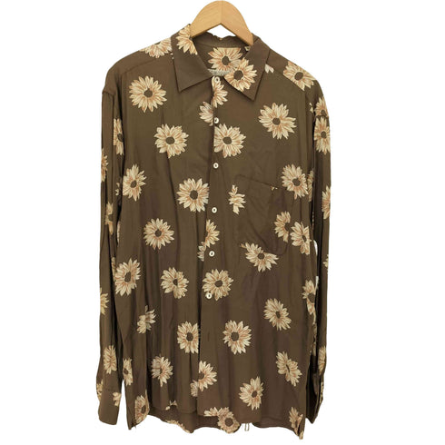 TOMORROW イタリア製 ヒマワリ フローラル 花柄 L/S シャツ メンズ import:S