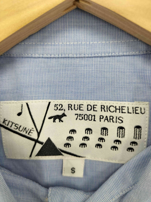 メゾンキツネ MAISON KITSUNE パイピング ロゴ刺繍半袖シャツ レディース S