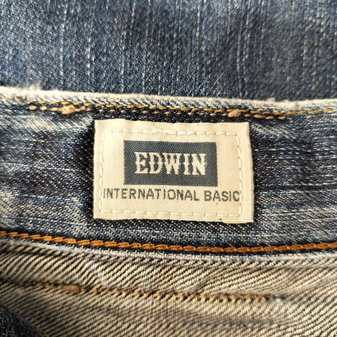 エドウィン EDWIN 革パッチ ジッパーフライ ストレート デニム パンツ メンズ US:30-31