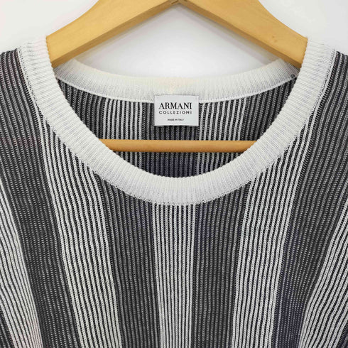アルマーニコレツィオーニ ARMANI COLLEZIONI イタリア製 ストライプ サマー リブニット メンズ