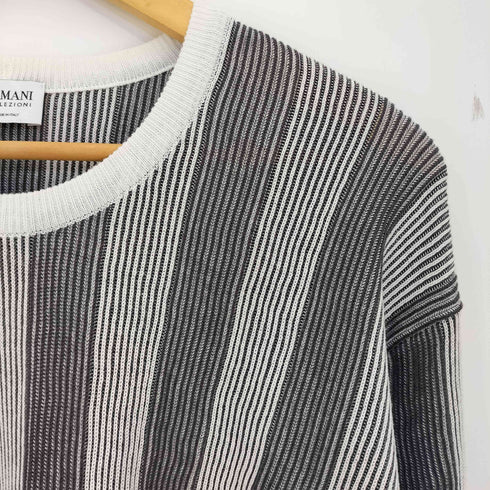 アルマーニコレツィオーニ ARMANI COLLEZIONI イタリア製 ストライプ サマー リブニット メンズ