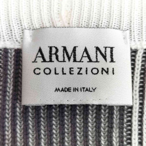 アルマーニコレツィオーニ ARMANI COLLEZIONI イタリア製 ストライプ サマー リブニット メンズ