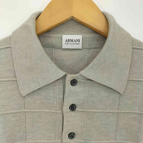 アルマーニコレツィオーニ ARMANI COLLEZIONI 香港製 シルクコットン 長袖 ニットポロ メンズ