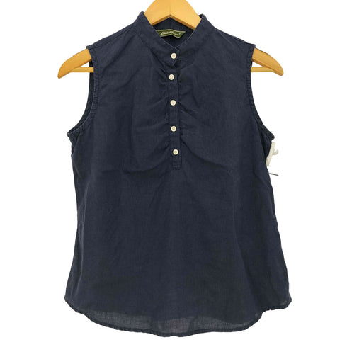 エディーバウアー Eddie Bauer リネン100 バンドカラー プルオーバーシャツ レディース import:S