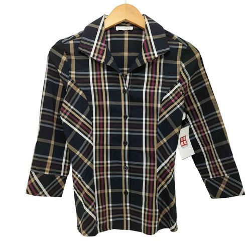 ナラカミーチェ NARACAMICIE スキッパーストレッチチェックシャツ レディース