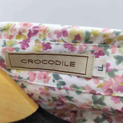クロコダイル crocodile L/S フロントロゴ刺繍花柄シャツ レディース LL