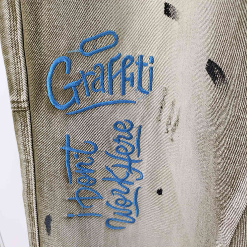 GUREITOJP ワッペン ペイント加工 ペインターデニムパンツ メンズ