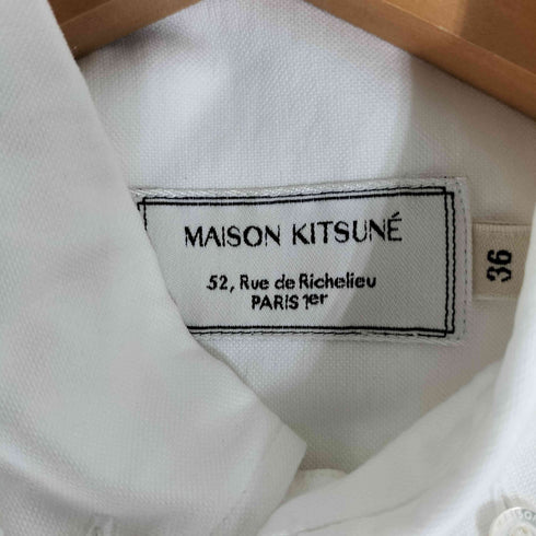 メゾンキツネ MAISON KITSUNE トリコロールロゴ刺繍 コットン ボタンダウンシャツ メンズ US:36