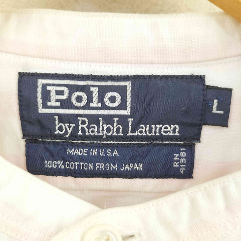 ポロバイラルフローレン Polo by RALPH LAUREN MADE IN USA コットンストライプシャツ メンズ import:L