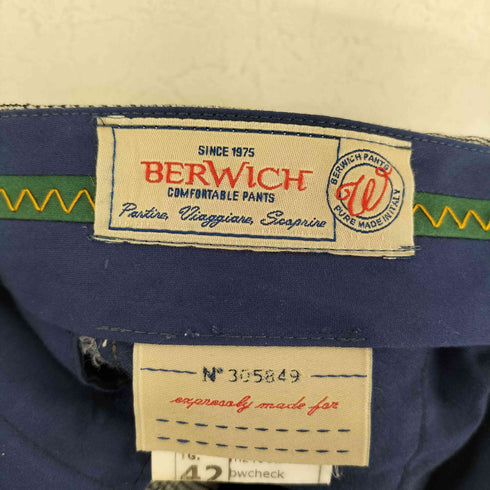 ベルウィッチ BERWICH SC REG グレンチェック ウールパンツ メンズ EUR:42-44