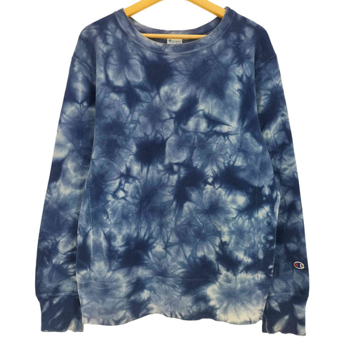 チャンピオン Champion REVERSE WEAVE 青単色 復刻 タイダイ染め リバースウィーブ スウェット メンズ import:L