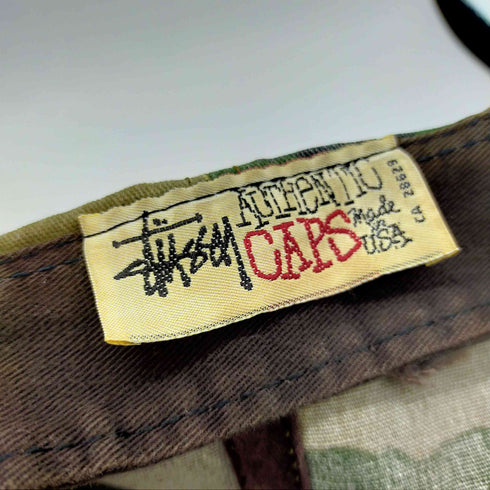 ステューシー Stussy 90S 白タグ OLD AUTHENTIC SS LINK 刺繍 ウッドランドカモ 6パネル キャップ メンズ