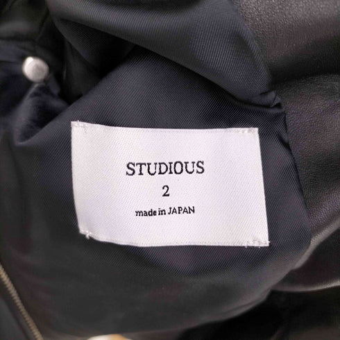 ステュディオス STUDIOUS ラムレザー シングル ライダース ジャケット ダブルジップ メンズ JPN:2