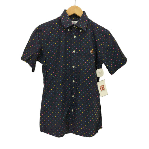 アベイシングエイプ A BATHING APE ロゴ刺繍 ドット柄 S/S シャツ メンズ JPN:S