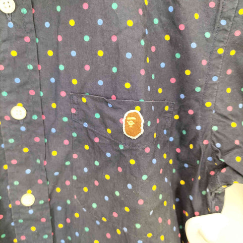 アベイシングエイプ A BATHING APE ロゴ刺繍 ドット柄 S/S シャツ メンズ JPN:S