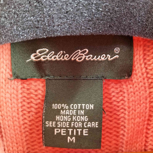 エディーバウアー Eddie Bauer ケーブル フルジップ コットンニット レディース import:M
