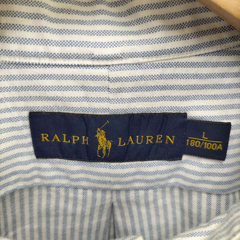 ラルフローレン RALPH LAUREN ポニー刺繍 ストライプ オックスフォード L/S シャツ メンズ import:L
