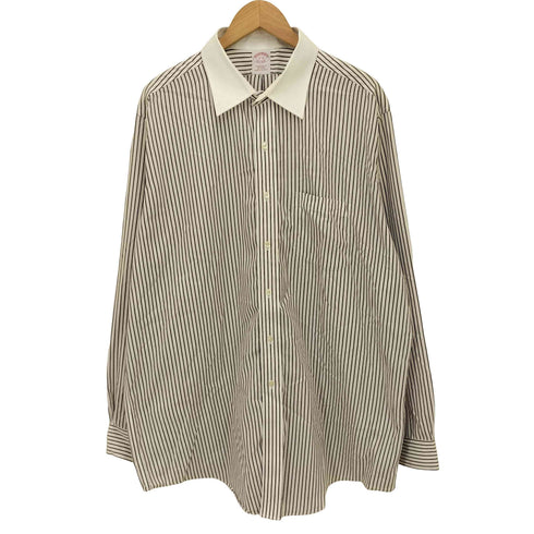 ブルックスブラザーズ BROOKS BROTHERS TRADITIONAL FIT NON-ILON コットン ストライプ L/S クレリック シャツ メンズ 17-35