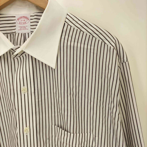 ブルックスブラザーズ BROOKS BROTHERS TRADITIONAL FIT NON-ILON コットン ストライプ L/S クレリック シャツ メンズ 17-35