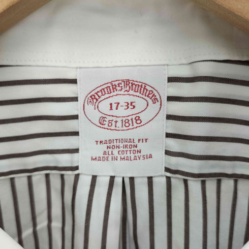 ブルックスブラザーズ BROOKS BROTHERS TRADITIONAL FIT NON-ILON コットン ストライプ L/S クレリック シャツ メンズ 17-35